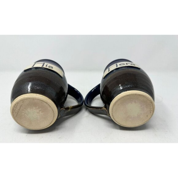STUDIO POTTERY ANGELA GRAHAM SIGNED Set of 2 HIS & HERS Ceramic Mugs Handmade - Picture 7 of 10